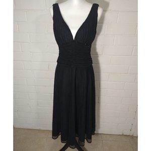 Davids Bridal Bridesmaid Formal Prom Dress Black Flare Stretch Womens Sz. 8 NWOT